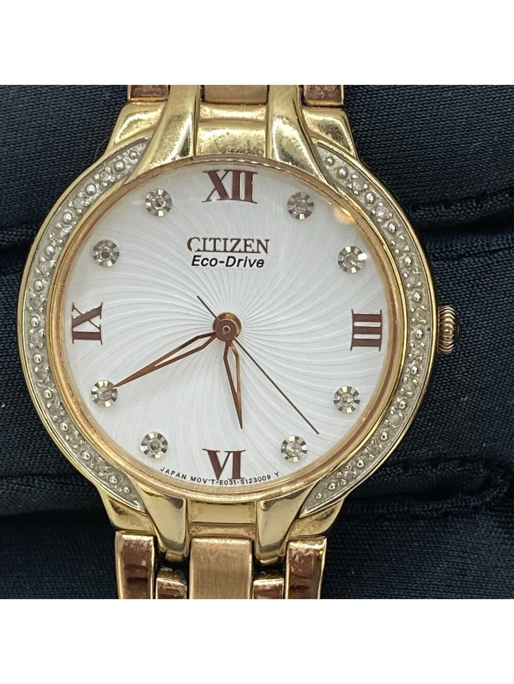 Citizen Eco-Drive Women Watch Gold Tone Diamond Accent Bezel 29mm EQ71-S085176